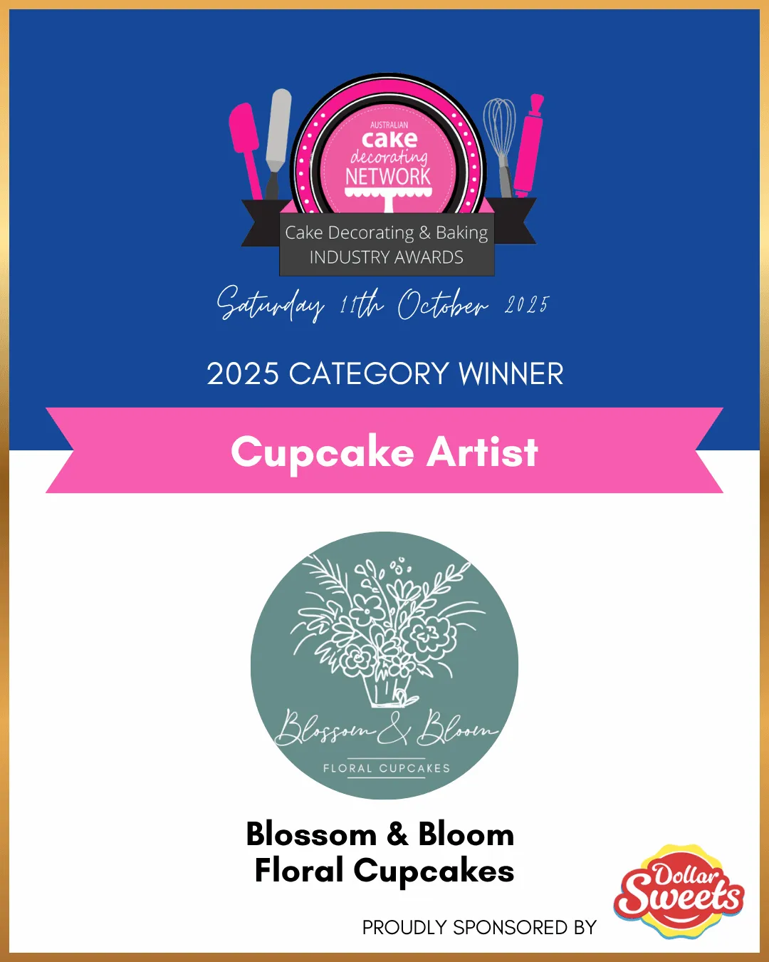2025 ACDN Awards Cupcake Artist category winner card