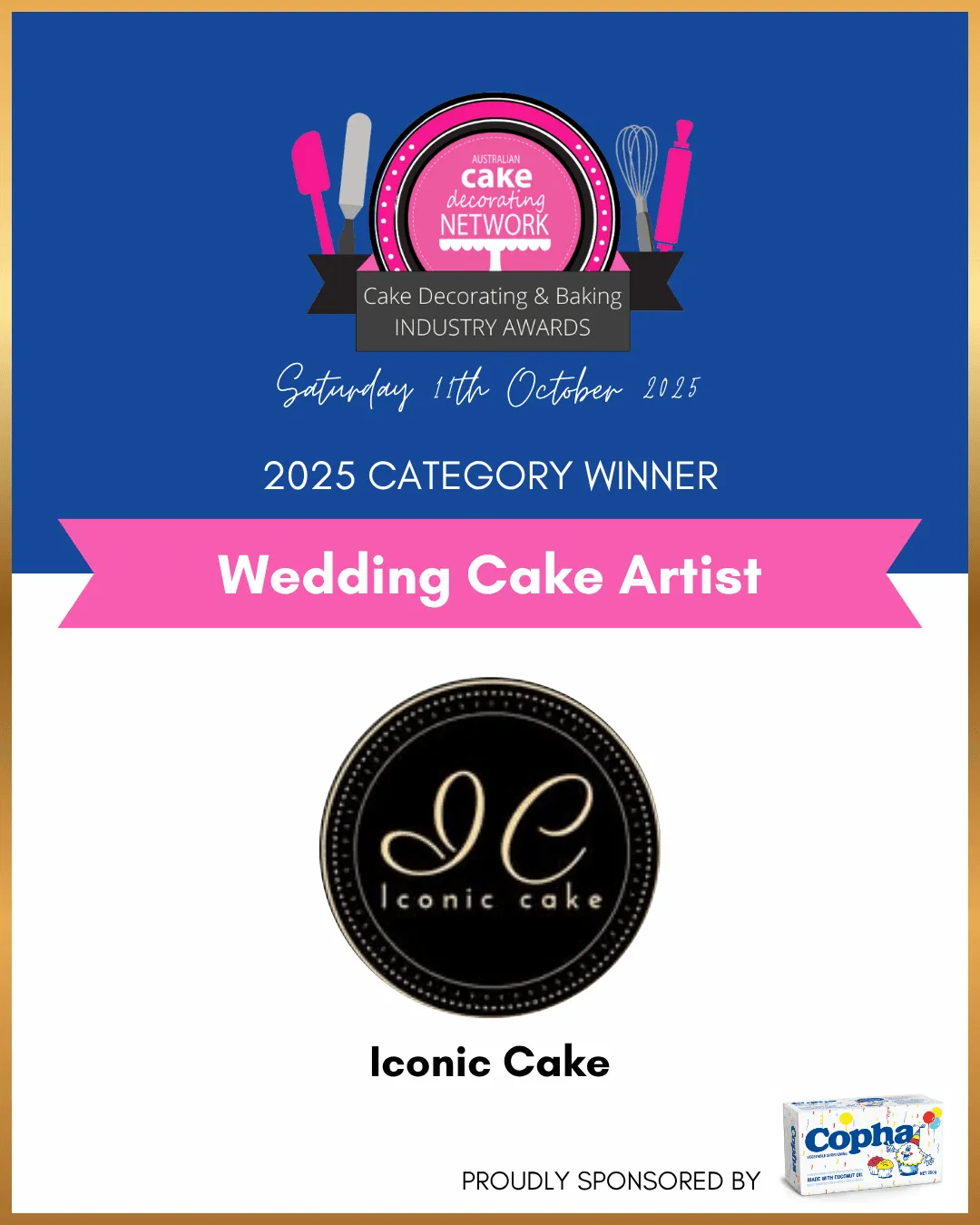 2025 ACDN Awards Wedding Cake Artist category winner card