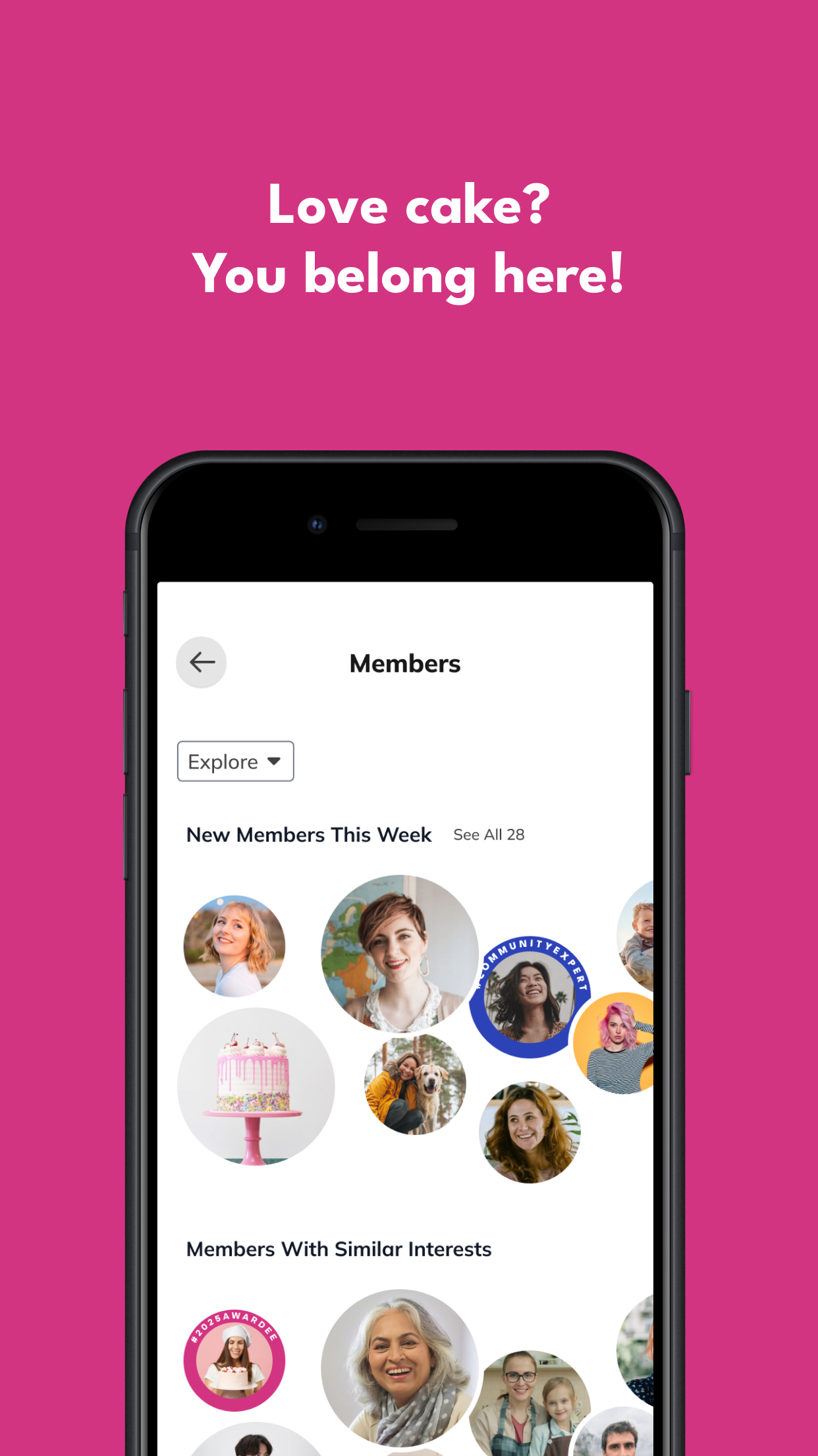 The Cake! app community feed